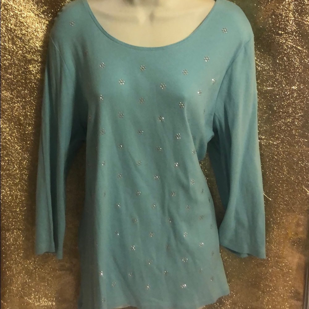 🌸Ribbed Jersey knit embellished top, size 1X